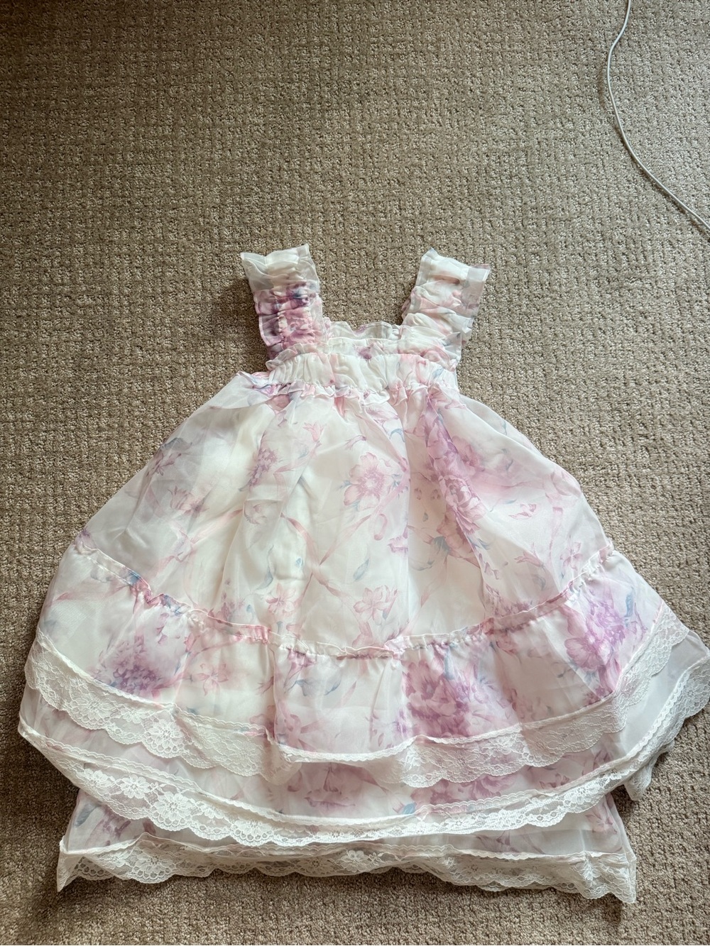 Mini Pastel Floral Ruffle Dress, Size Small